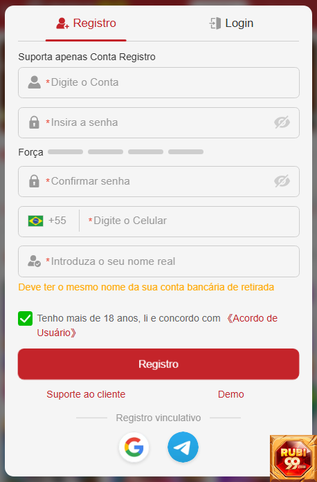 Experiência de Jogos rubi99.com